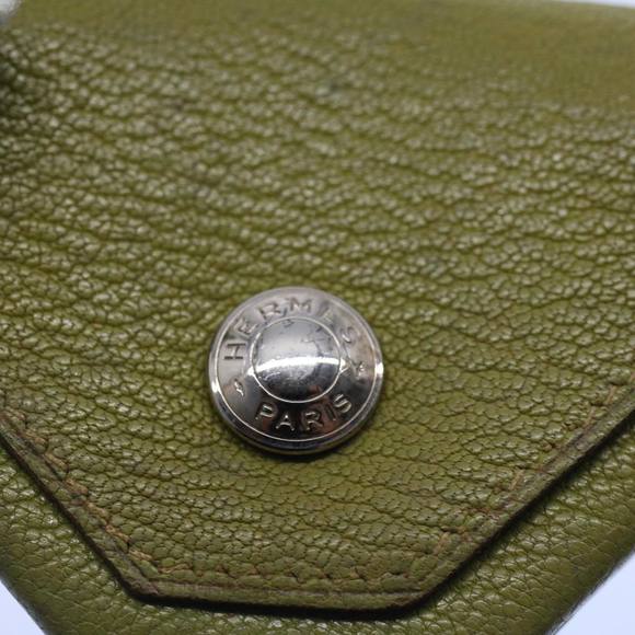 HERMES Revan Cattle Coin Purse Leather Green Auth yb333 - Picture 8 of 16